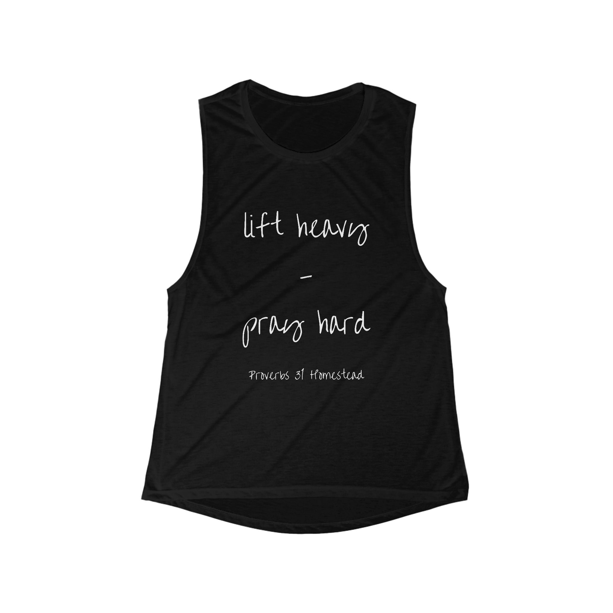 Women's Flowy Scoop Muscle Tank - "Lift Heavy, Pray Hard"