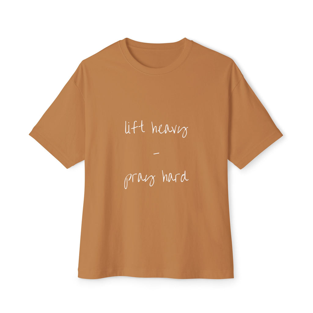 Unisex Oversized Boxy Tee - "Lift Heavy, Pray Hard"